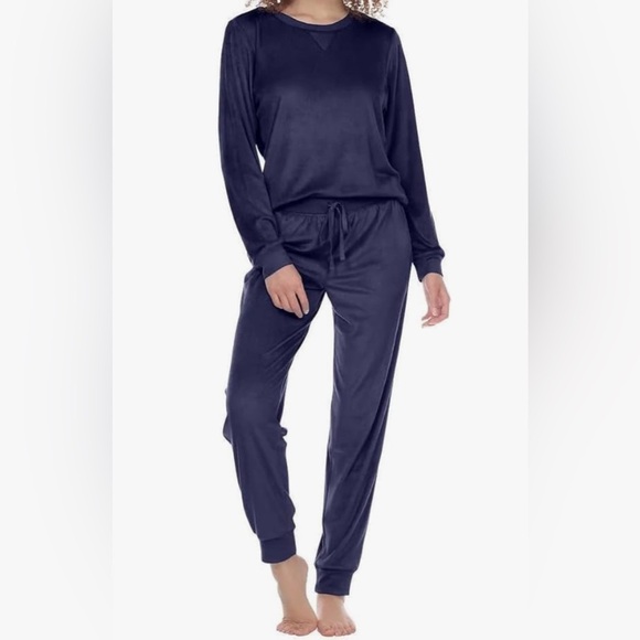 Honeydew Women's 2 Piece Super Soft Fleece Velour Lounge PJ Set Navy Sz Medium